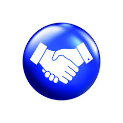 Fototapeta premium Handshake icon, white on blue background, isolated EPS vector illustration .