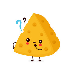Cute happy smiling cheese with question
