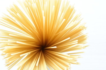 Italian long pasta, on white background