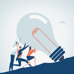 Moving up together. Working together to create an idea. Business illustration