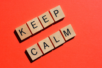 Keep Calm, words on red background