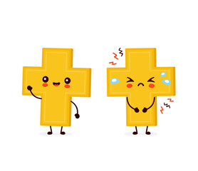 Fototapeta premium Cute happy smiling and sad cry christian cross