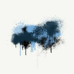 Blue spray paint on a white background