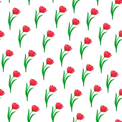 Watercolor set of red tulips pattern