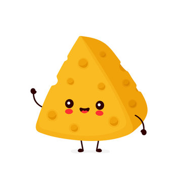 Cute happy smiling cheese. Vector
