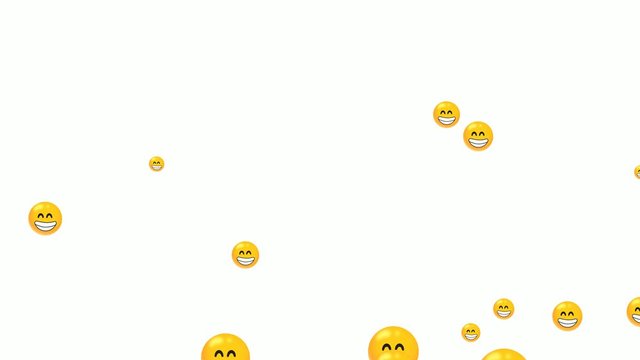 ecstatic emoticons spread motion. social media animation isolated on white background, from left to right.