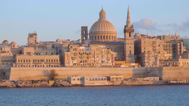 Typical and famous skyline of Valletta - the capital city of Malta - travel photography