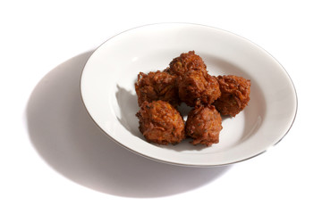 Six large Indian onion bhajis