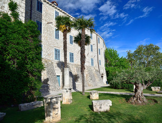 Scenic view at old mediterranean architecture in town Sibenik, Croatia.