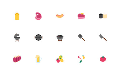 bundle of bbq set icons