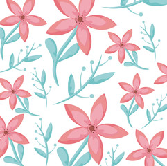 Floral white background with pink flowers