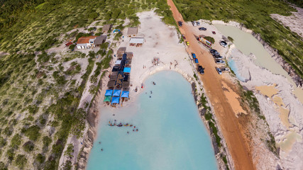 Fototapeta premium Aerial Image of Buraco Azul Castelhano, Acaraú, Ceara 18 km from Jericoacoara