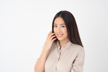 Attractive Asian woman portrait  on white background