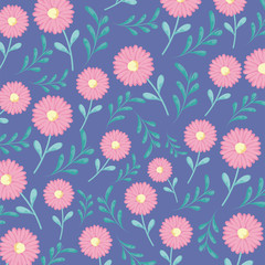 pink flowers and leaves background, colorful design