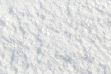 Close-up texture of fresh, undisturbed snow with a soft, powdery surface and subtle shadows. The wind blown, rough texture of freshly fallen snow is ideal for backgrounds or winter-themed designs.