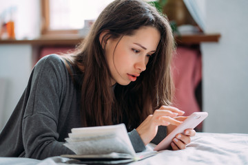 Beautiful female student preparing for upcoming examination.