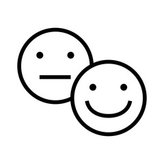 sad and happy emoticons faces line style
