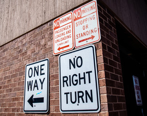 Warning signs for parking or driving