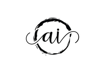A and I Initial handwriting logo design with brush circle. handwritten logo for fashion, team, wedding, luxury logo.