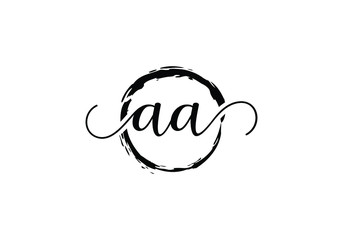 A and A Initial handwriting logo design with brush circle. handwritten logo for fashion, team, wedding, luxury logo.