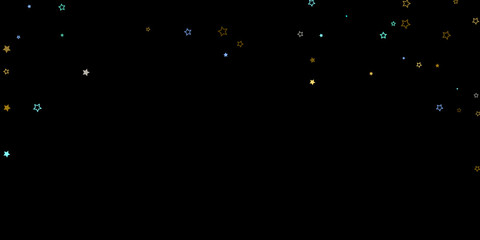 Gold, Blue stars, sprocket, shiny confetti. 