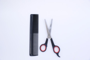 professional barber tools and blank white space