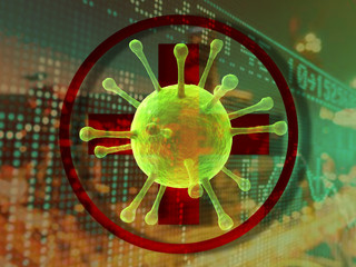 The negative effects of the virus on the economy. effects of health problems on money markets. Images that draw attention to the Corona virus.