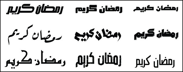 Some of Different vector of Arabic text font ’Ramadan Kareem’ for design uses materials isolated on white background 