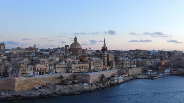 Valletta in the evening the capital city of Malta - aerial photography