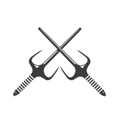 Sai Dagger Knife Martial Arts Weapons Vector Icon illustration Silhouette.