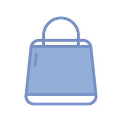 shopping bag icon, blue outline style
