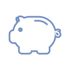 piggy bank icon, blue outline style