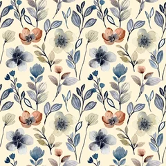 Wall murals Beige floral watercolor seamless pattern
