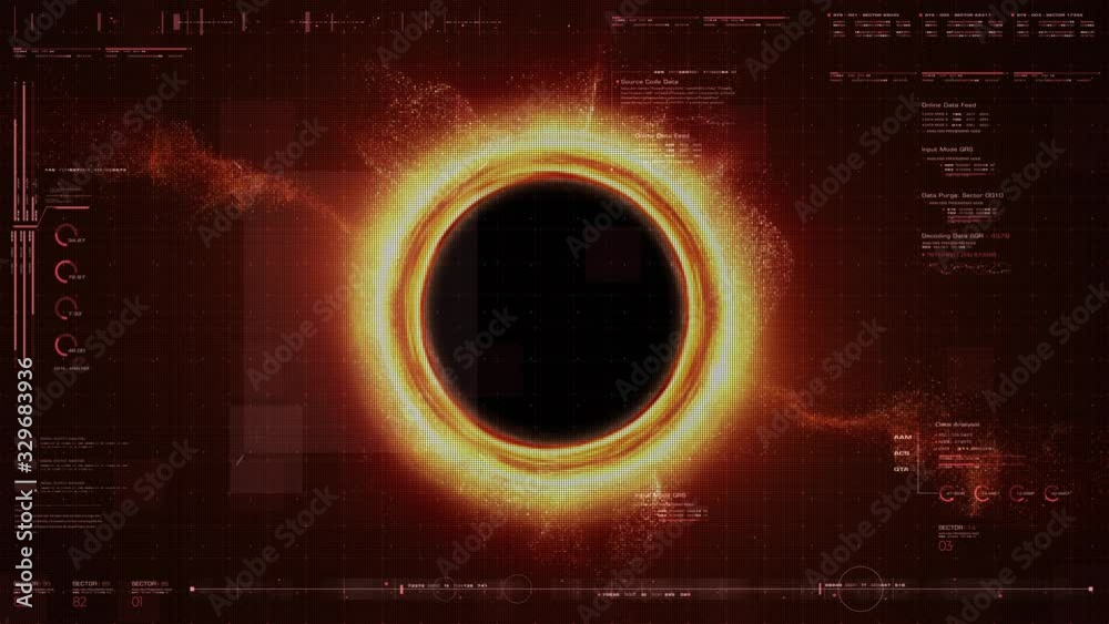 Poster futuristic black hole simulation of a region of space-time exhibiting such strong gravitational effe