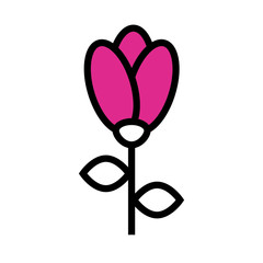 garden rose flower line and fill icon