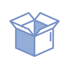 opened box icon, blue outline style
