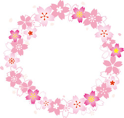 ピンクの桜 円 フレーム レイ