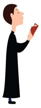 recommend clip art: Priest in black, illustration, vector on white background.