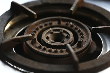 closeup of old gas stove