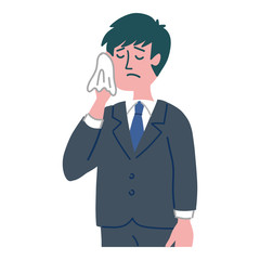 スーツ　男性　焦っている