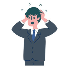 スーツ　男性　パニック
