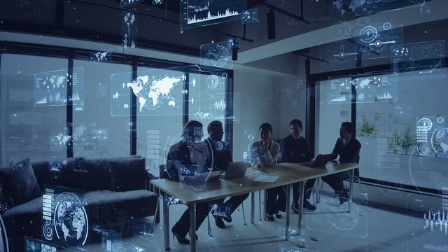 Business and technology concept. Smart office. GUI (Graphical User Interface). - Powered by Adobe