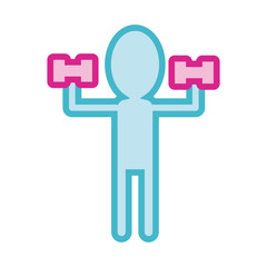 human silhouette lifting dumbbells line and fill style icon