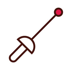 sport Sword of fencing equipment line and fill icon