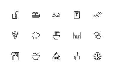 bundle of restaurant set line icons