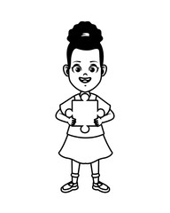happy little girl with puzzle piece character