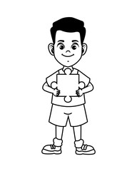happy little boy with puzzle piece avatar character
