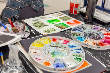 watercolor painting in art class