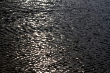 Rippling gray water surface texture for background. black and white