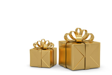 Gift box with bow isolated on white background. 3D illustration.